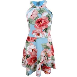 FLORAL-PRINT FIT & FLARE DRESS SMALL
